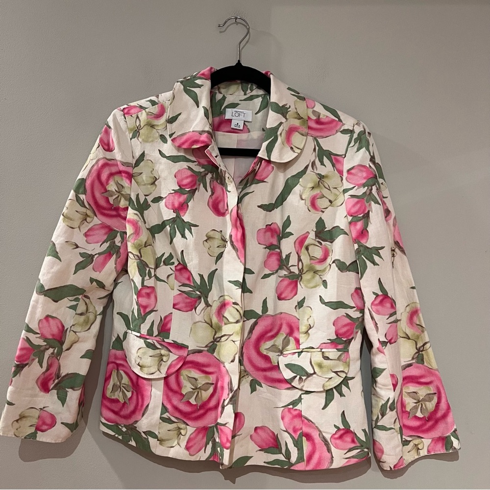 LOFT Floral Pastel Jacket Size 8